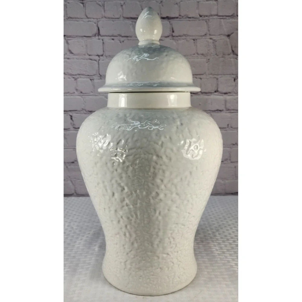 Very Large Ginger Jar Temple Jar Urn Asian Decor Mantle Piece White NWOT - Picture 1 of 7